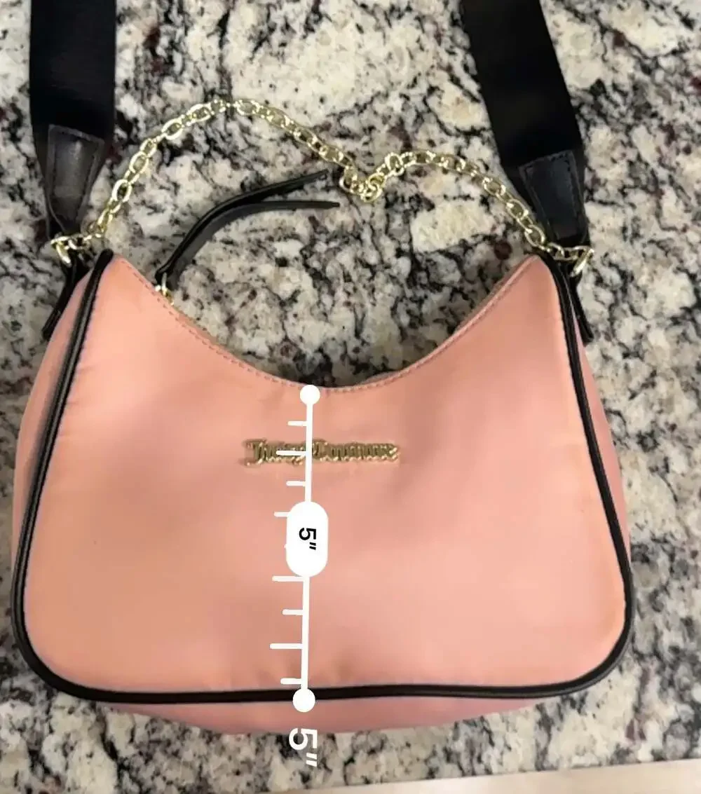 Vintage Y2K Juicy Couture Pink Crossbody Shoulder Bag Purse Gold Chain